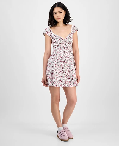 Kingston Grey Juniors' Floral Printed Cotton Mini Dress