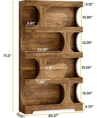Tribesigns 71" Tall Bookcase Set of 2, 4-Tier S-Shaped Bookshelf, Wood Decorative Storage Shelving, Modern Freestanding Display Shelves, Large Library