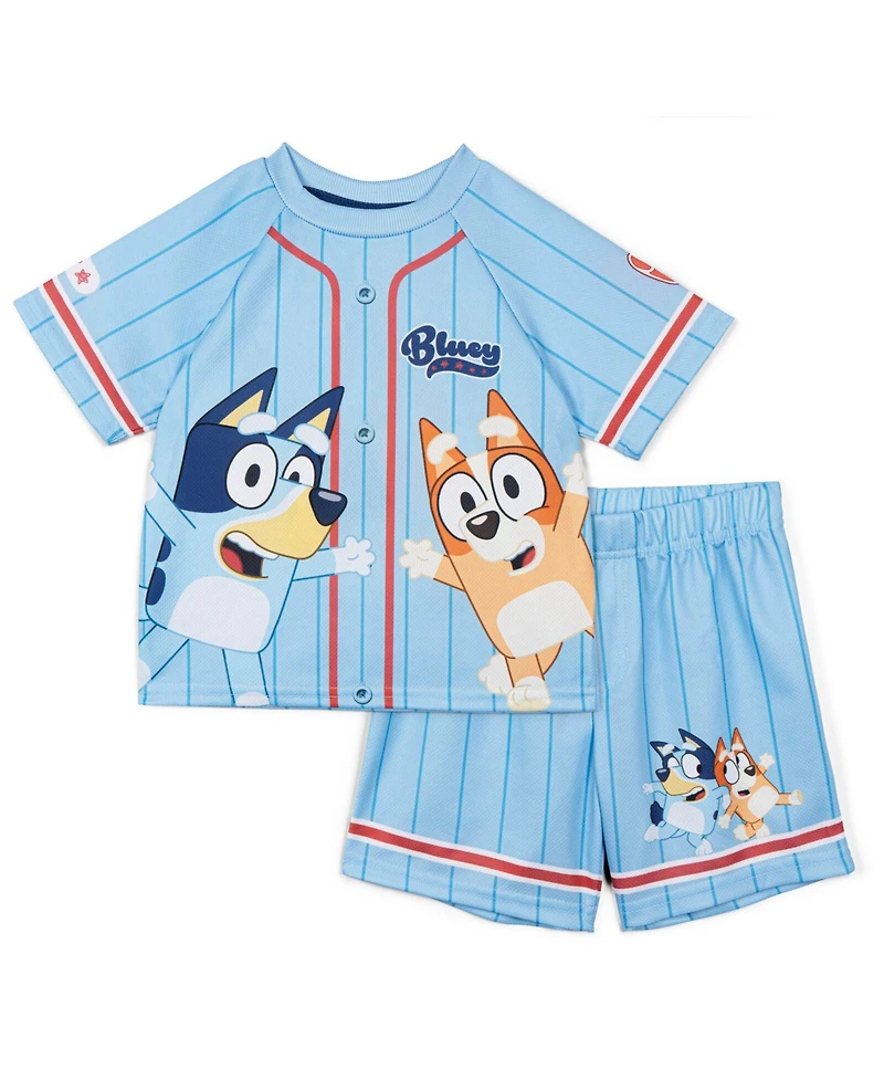 Bluey Baby Boys Mesh T-Shirt and Shorts Outfit Set