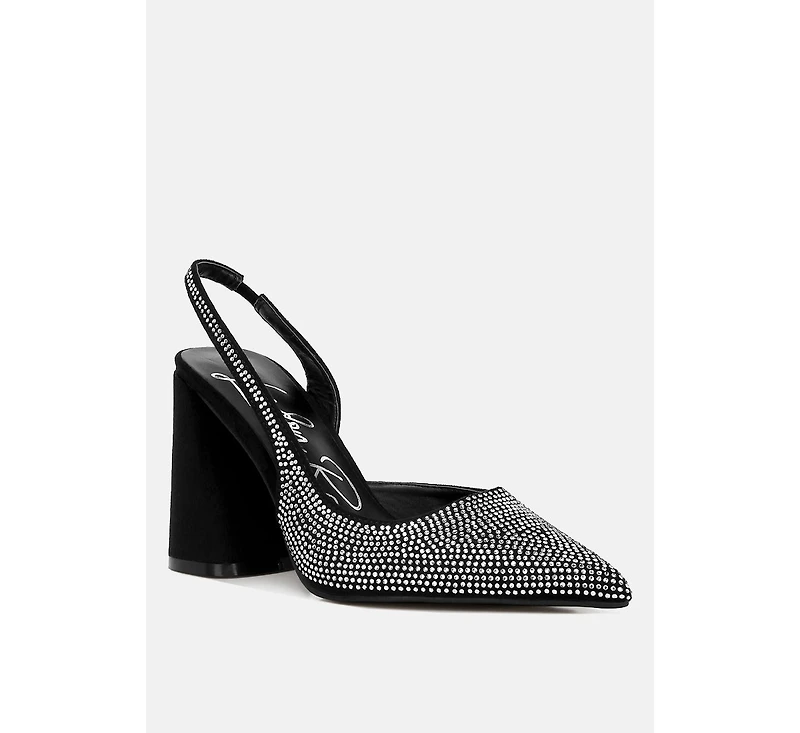 Saranna Rhinestone Embellished Suede Heel Sandals