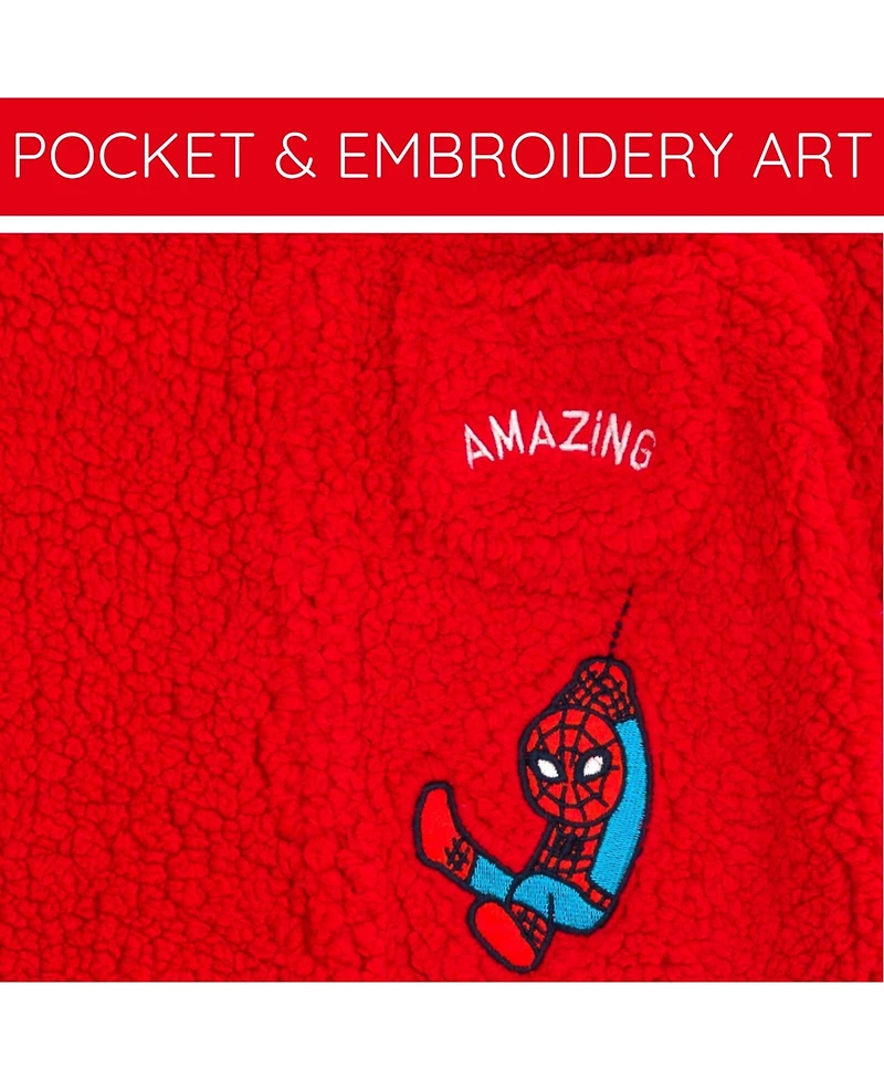 Avengers Baby Boys Spider-Man Cozy Sherpa Zip Up Cosplay Coverall