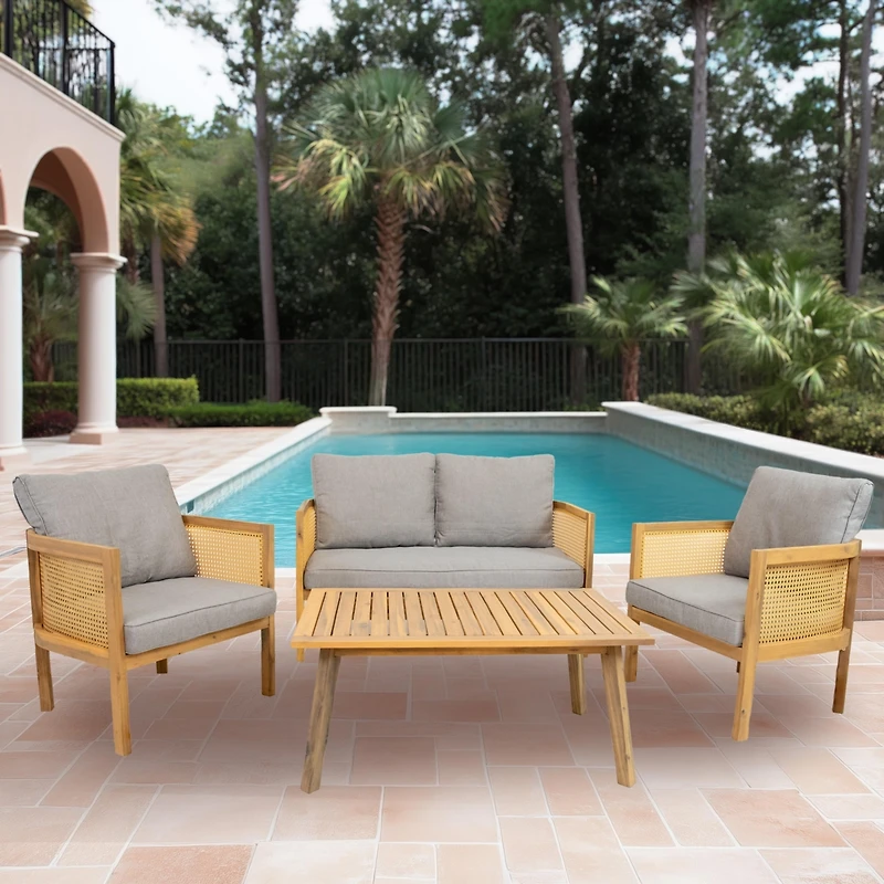 Sanibel 4-Piece Patio Conversation Set - Gray