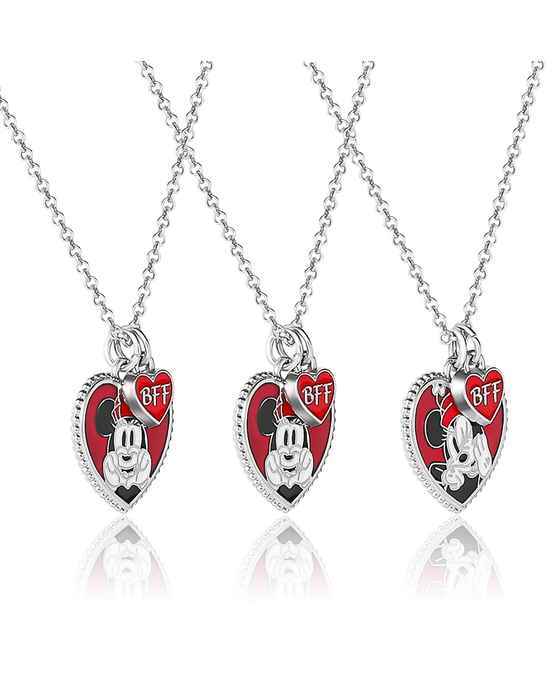 Disney Mickey & Minnie Mouse Heart Necklace Set of 3
