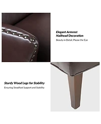 Hardamon Contemporary Leather Arm Chair with Nailhead Trim