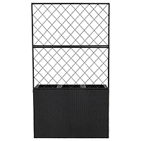 3-Section Wicker Planter Box with Trellis for Indoor or Outdoor Use - Black