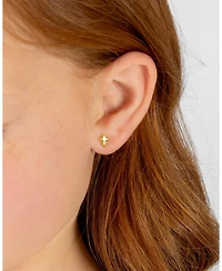 Tiny Blessings Children's 14K Gold Simple Cross Studs Girls' Screw Back Earrings