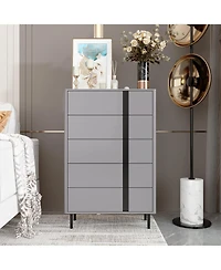 Bedside Table/ with 5 Drawers, Side Table with Adjustable Feet, End Table, Bedroom Chest
