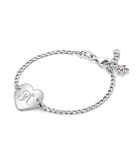 Tiny Blessings Little Girls Children's Sterling Silver Lovely Heart Id Bracelet & Engraved Initial 6"