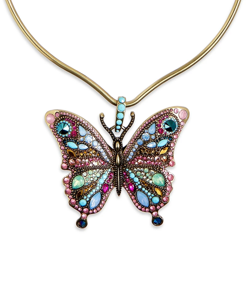 Betsey Johnson Faux Stone Boho Butterfly Pendant Wire Necklace