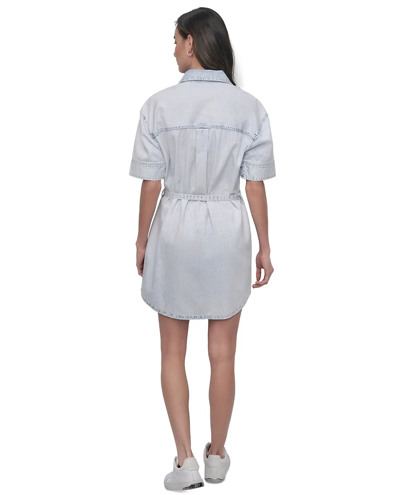 Dkny Jeans Women's Denim Self Belted Shirtdress - L3N