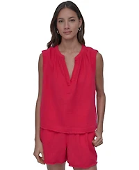 Dkny Jeans Women's Sleeveless Double-Crepe Gauze Crop Top