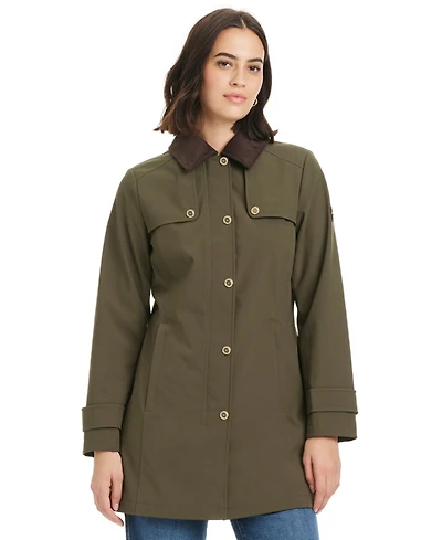 Jones New York Women's Hooded Corduroy-Collar Softshell Coat, Exclusively at Macy's