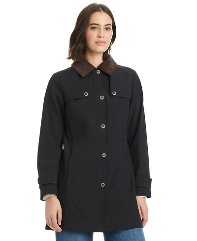 Jones New York Women's Hooded Corduroy-Collar Softshell Coat, Exclusively at Macy's
