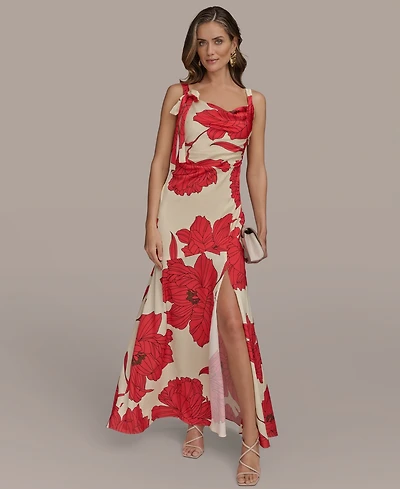Donna Karan New York Women's Printed Cowl-Neck Gown