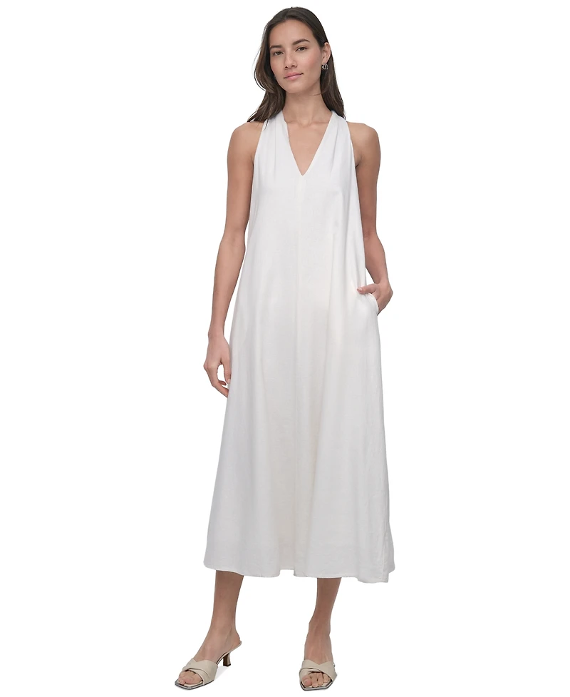 Dkny Jeans Women's V-Neck Racerback Swing Dress - IVY