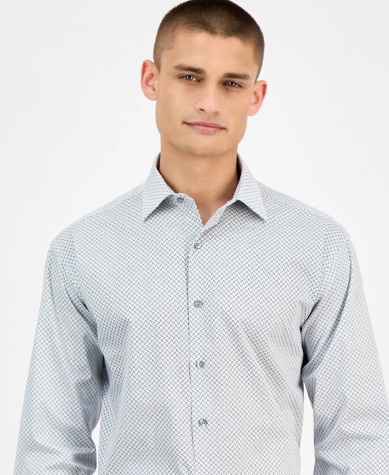 Alfani Men's Regular-Fit 4-Way Stretch Micro-Dot Dress Shirt, Created for Macy's