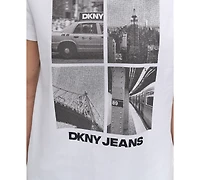 Dkny Jeans Women's Embellished Graphic Print Crewneck T-Shirt - WHB