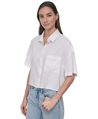 Dkny Jeans Women's Oversized Cropped Shirt