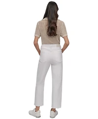 Dkny Jeans Women's High-Rise Classic Straight-Leg Raw-Hem - Wht