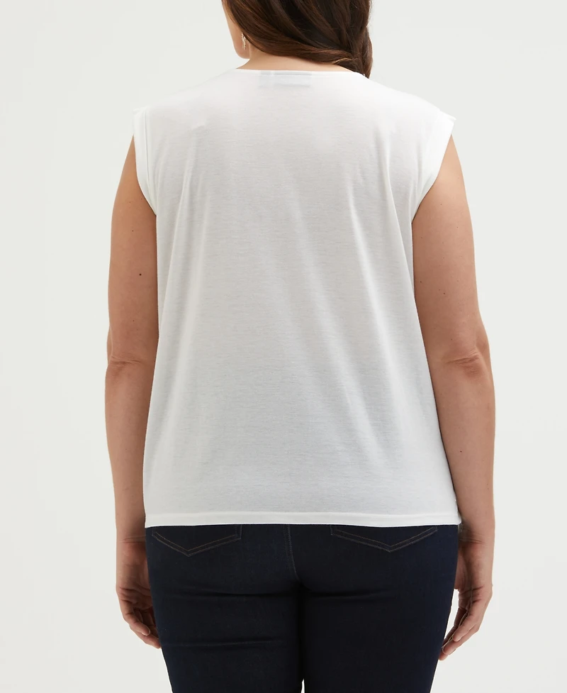 Ella Rafaella Plus Lace-Up Sleeveless Tank Top