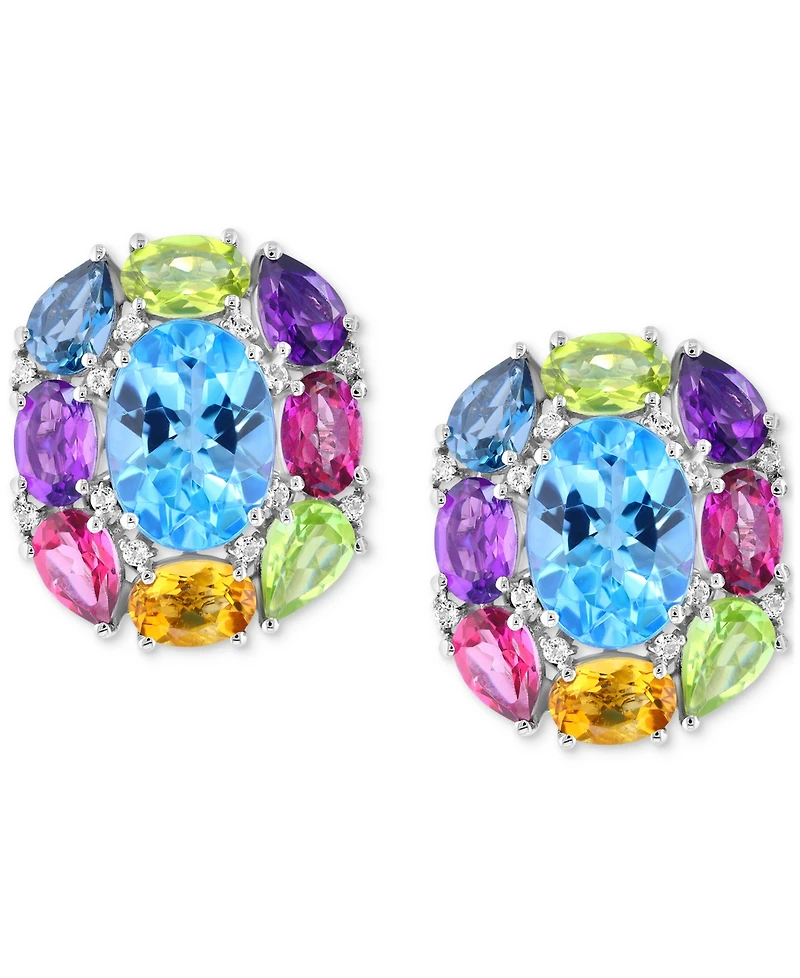 Effy Multi-Gemstone Stud Earrings (14-5/8 ct. t.w.) in Sterling Silver