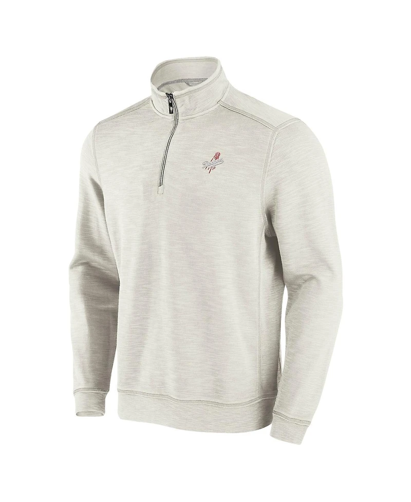 Tommy Bahama Men's Cream Los Angeles Dodgers Sport Tobago Bay Tri-Blend Half-Zip Sweatshirt