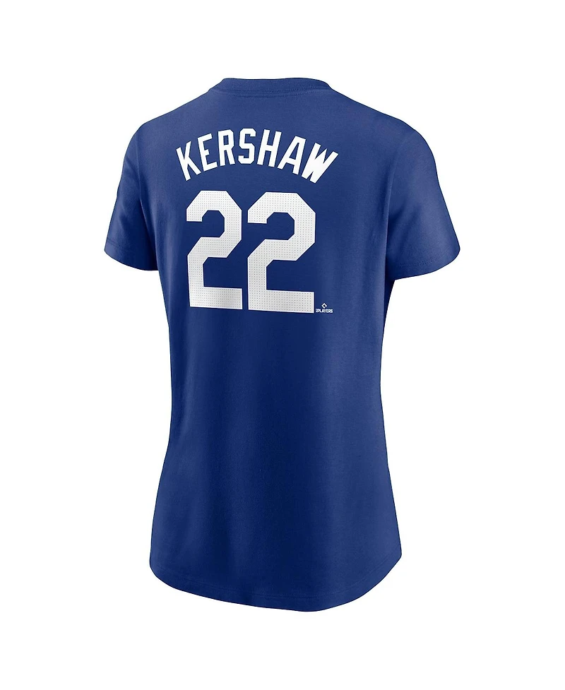 Nike Women's Clayton Kershaw Royal Los Angeles Dodgers Fuse Name Number T-Shirt