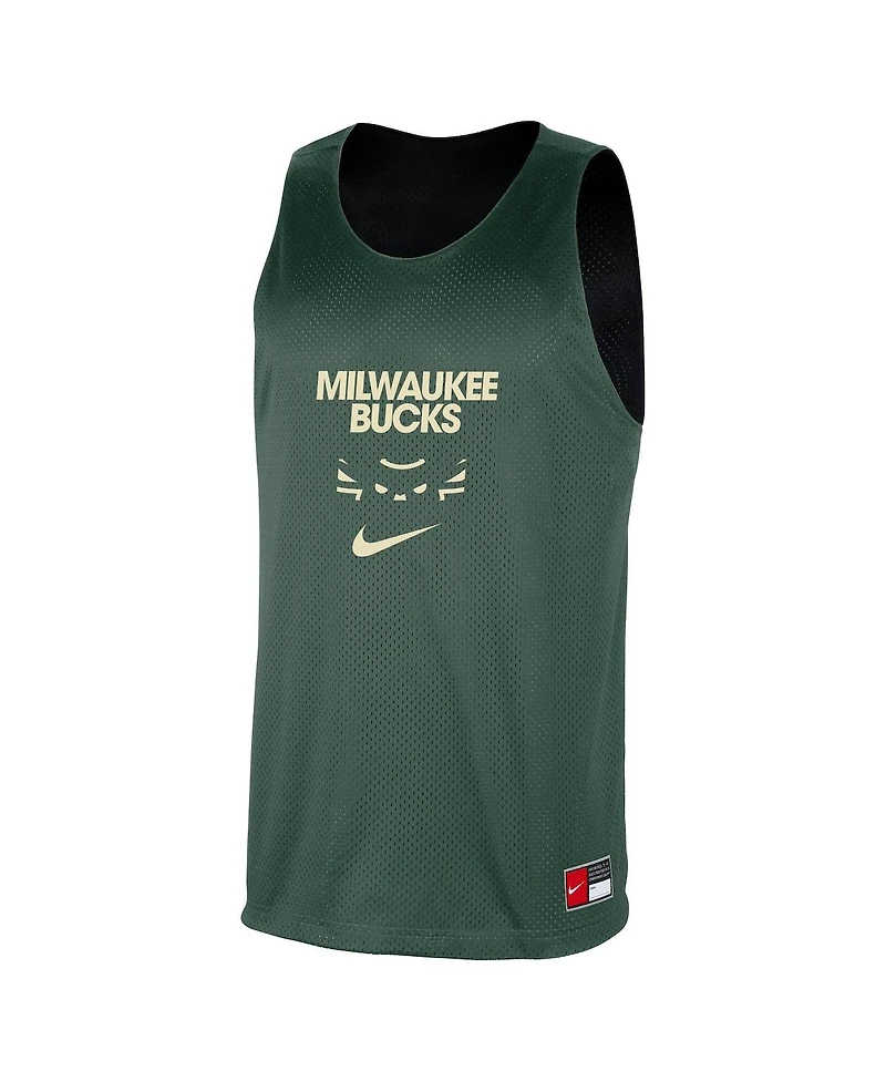 Nike Men's Hunter Green/Black Milwaukee Bucks Courtside Reversible Mesh Practice Jersey