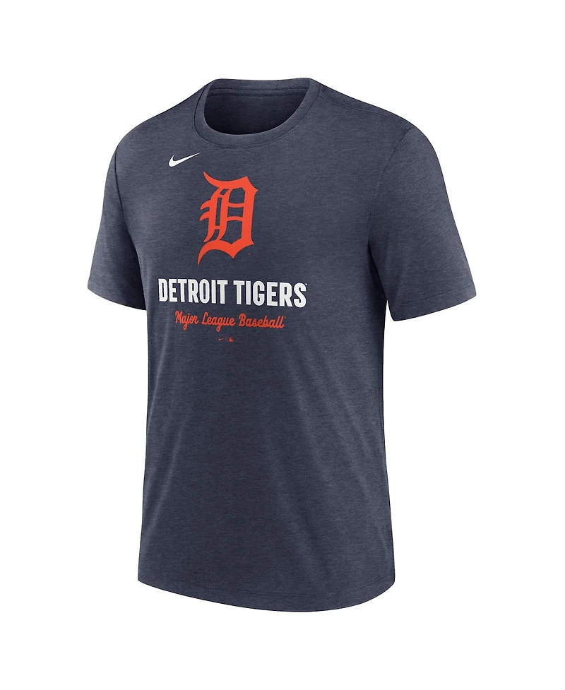 Nike Men's Heather Navy Detroit Tigers Logo Tri-Blend T-Shirt