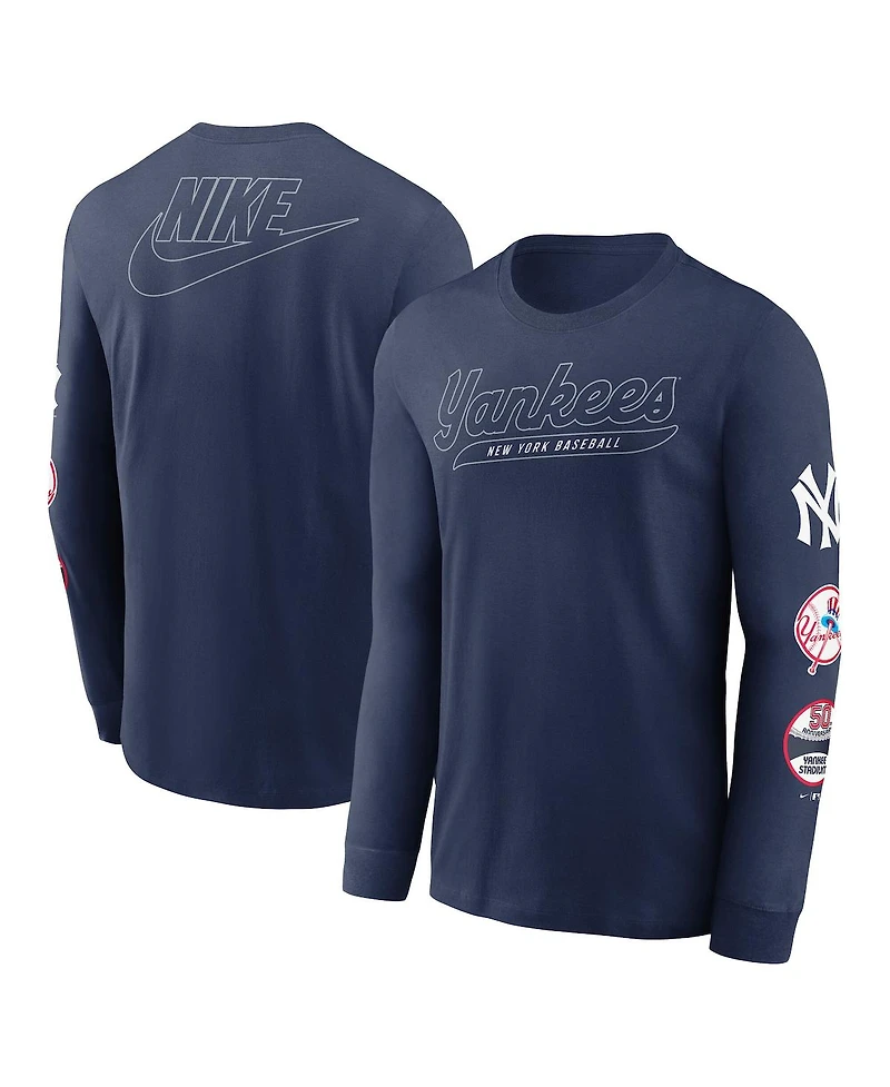 Nike Men's Navy New York Yankees Cooperstown Collection Knockout Long Sleeve T-Shirt