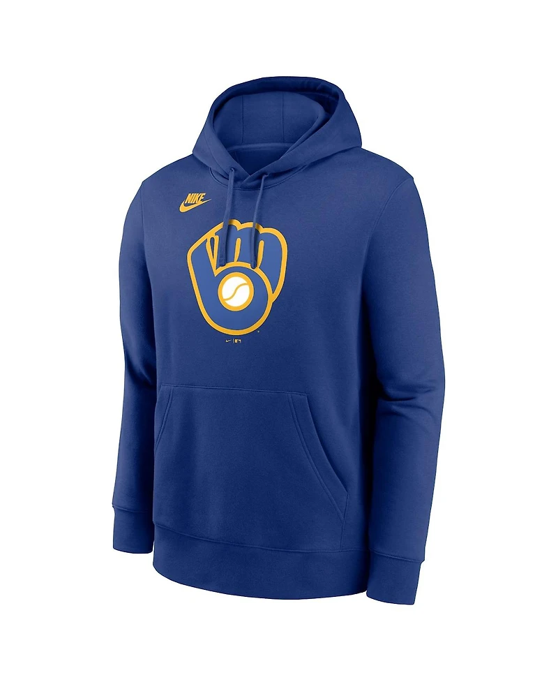 Nike Men's Royal Milwaukee Brewers Cooperstown Collection Logo Club Pullover Hoodie