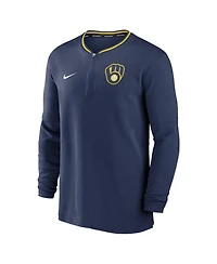 Nike Men's Navy Milwaukee Brewers Authentic Collection Performance Half-Zip Top
