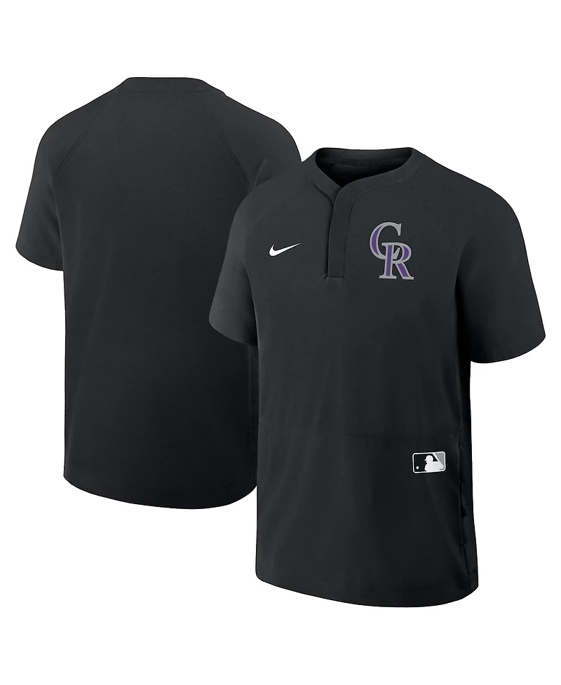 Nike Men's Black Colorado Rockies Authentic Collection Raglan Short Sleeve Windshirt