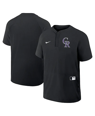 Nike Men's Black Colorado Rockies Authentic Collection Raglan Short Sleeve Windshirt