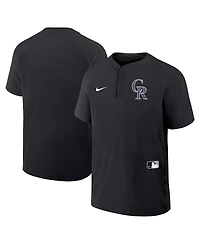 Nike Men's Black Colorado Rockies Authentic Collection Raglan Short Sleeve Windshirt