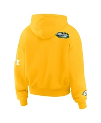 Wear by Erin Andrews Women's Gold Oakland Athletics Patch Quarter-Zip Hoodie
