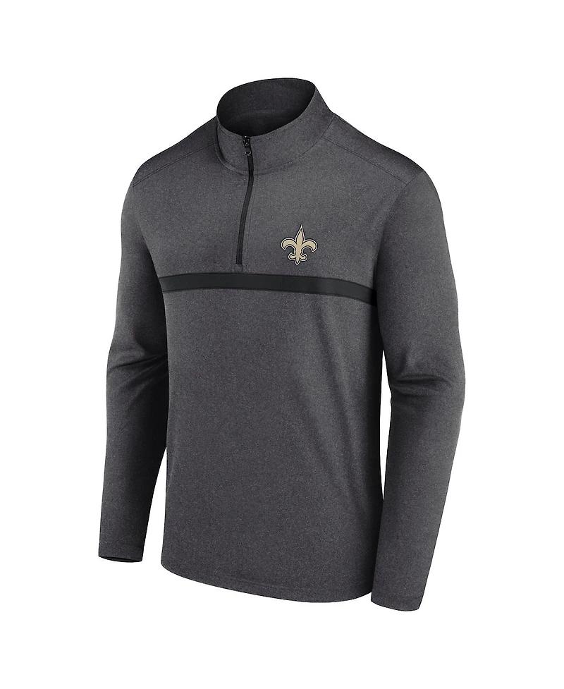 Fanatics Men's Heather Charcoal New Orleans Saints Head-to-Head Quarter-Zip Top
