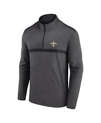 Fanatics Men's Heather Charcoal New Orleans Saints Head-to-Head Quarter-Zip Top