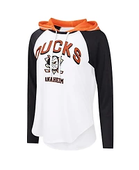 G-iii 4Her by Carl Banks Women's White Anaheim Ducks Vip Raglan Long Sleeve Hoodie T-Shirt