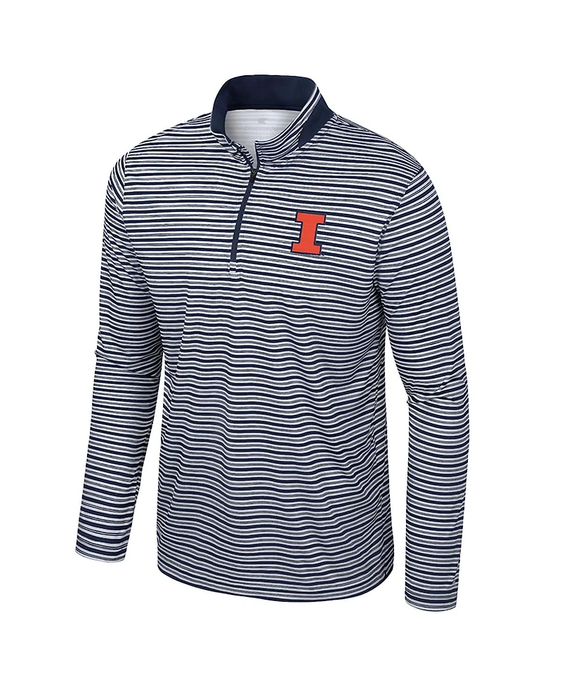 Colosseum Men's Navy Illinois Fighting Illini Striped Quarter-Zip Top