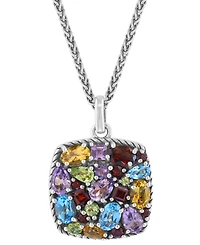 Effy Multi-Gemstone Locket 18" Pendant Necklace (6-3/4 ct. t.w.) in Sterling Silver