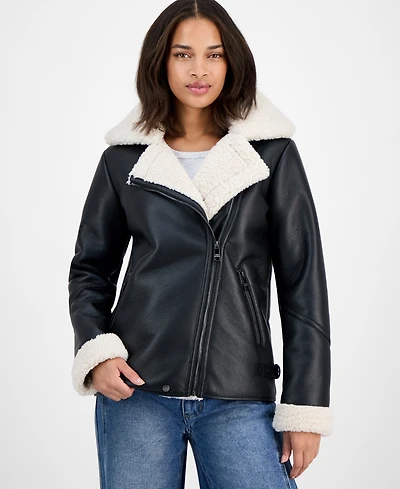 Steve Madden Women's Asymmetric Faux-Shearling Coat