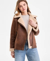 Steve Madden Women's Asymmetric Faux-Shearling Coat