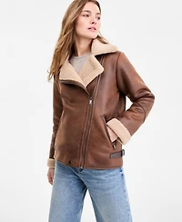 Steve Madden Women's Asymmetric Faux-Shearling Coat