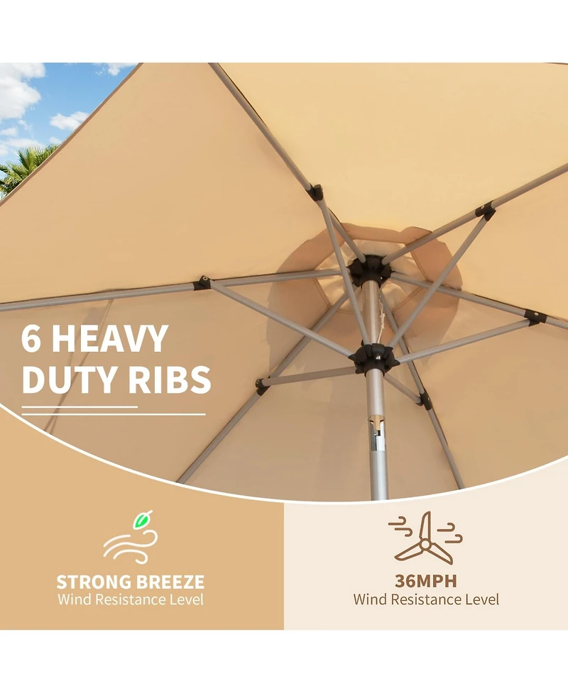 7.5FT Patio Umbrella, Outdoor Table Umbrella with Push Button Tilt and Crank, Uv Protection Waterproof Market Sun 8 Sturdy Ribs for Gard