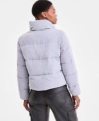 Steve Madden Women's Corduroy Zip-Front Puffer Coat