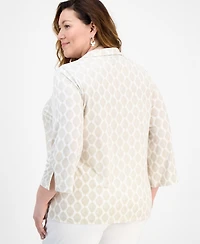 Jm Collection Plus Printed 3/4-Sleeve Tunic, Exclusively at Macy's