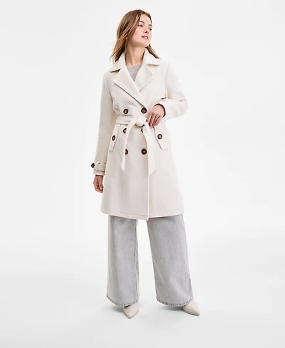 Steve Madden Women's Double-Breasted Belted Trench Coat