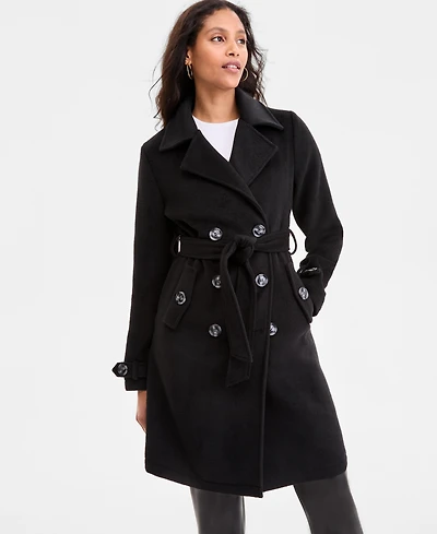 Steve Madden Women's Double-Breasted Belted Trench Coat