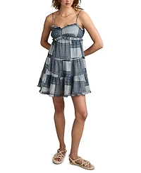 Lucky Brand Women's Patchwork Ruffled Tiered Mini Dress